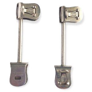 Antique Lot of 2 Washburne Cheat Cuff Clips Magic Holders Card Vtg Silver Tone